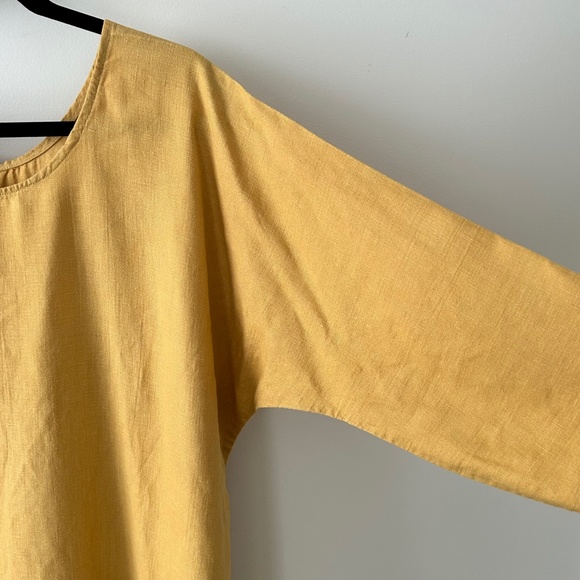 Golden Yellow Linen Midi Dress - Picture 10 of 16